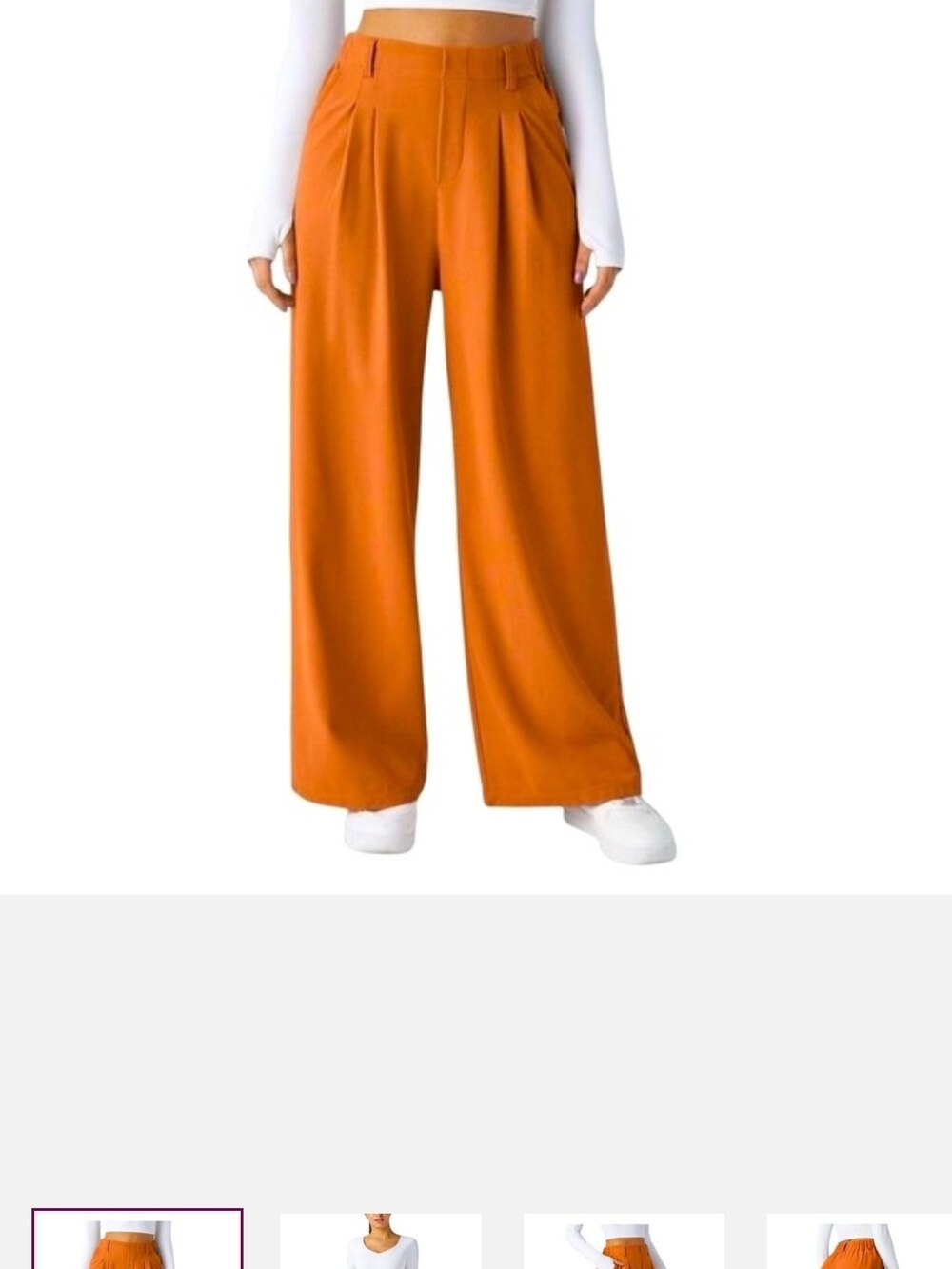 HALARA NWT Waffle Knit Orange Wide-Leg  Pants Size Medium - Picture 3 of 4